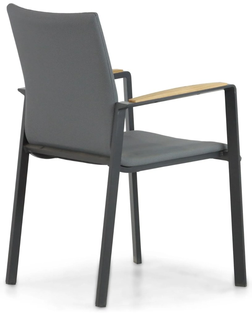 Tuinstoel stapelbaar Aluminium/textileen Grijs-antraciet Lifestyle Garden Furniture Brandon
