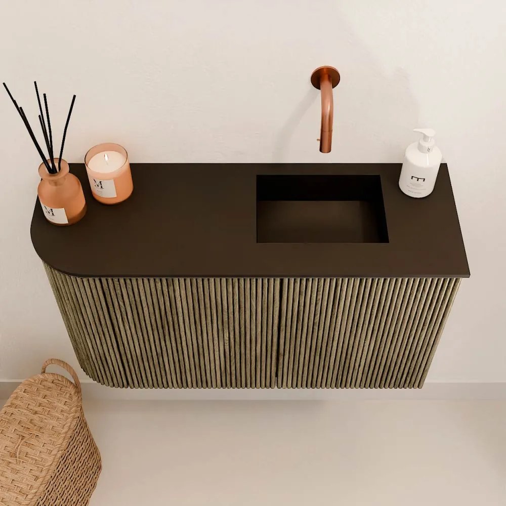 Mondiaz Joya 70cm toiletmeubel ronding links dusk met wastafel faye rechts zonder kraangat urban