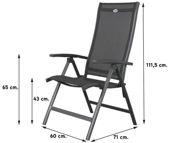 Hartman Salvatore/Chaneo verstelbare tuinset - 180x90 cm. - 5-delig