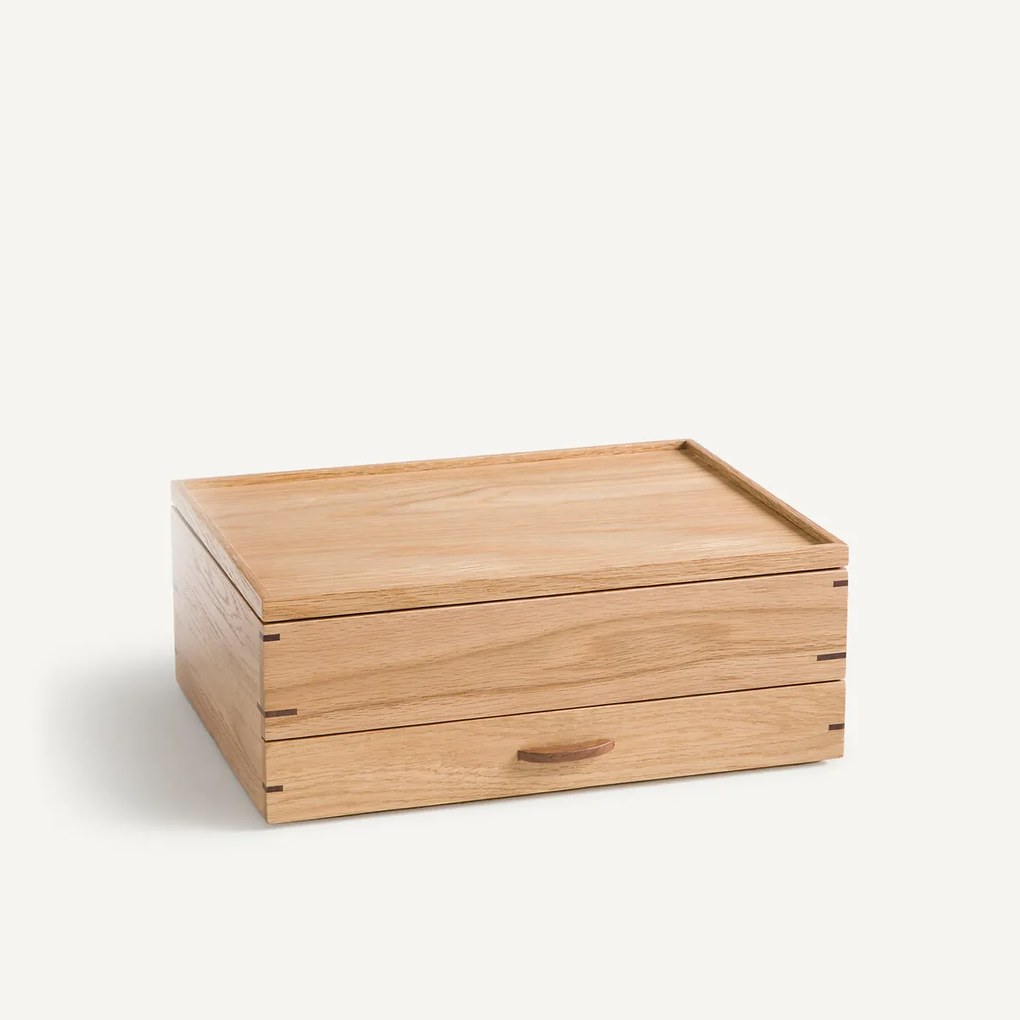 Sieradenkistje in natuurlijk massief eiken, HIBASHI
