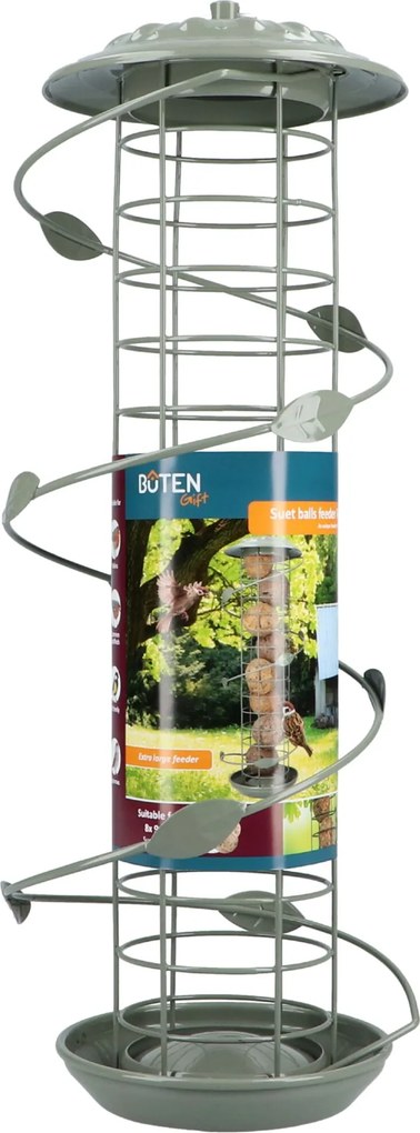 Bà»ten Gift feeder - XL vetbolhouder spiraal "Forest" voor 8 vetbollen - grijs