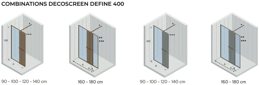 Riho Define inloopdouche met decopaneel 180x200cm koper mat