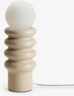 40 Cm Keramische Tafellamp Met Kryx Glazen Bol Tapioca Beige - Sklum