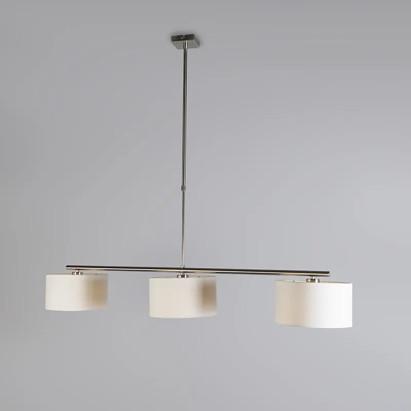 Moderne hanglamp staal met witte kappen 3-lichts - VT