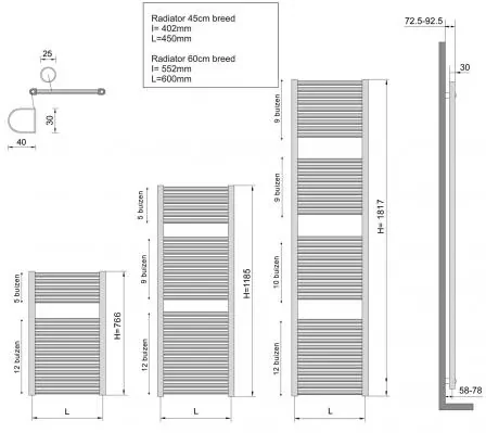 Calor Elara sierradiator antraciet 181.7x45cm 830W