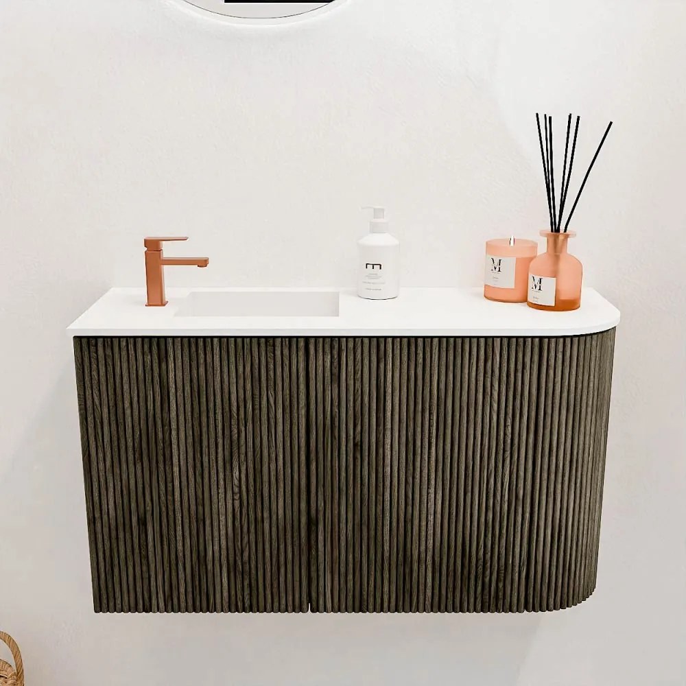 Mondiaz Joya 70cm toiletmeubel ronding rechts shadow met wastafel faye links 1 kraangat talc