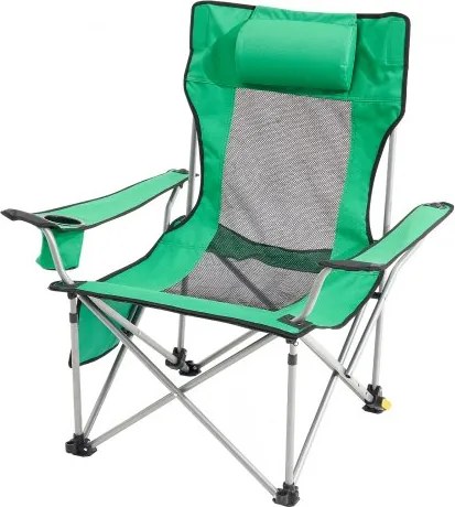 VEVOR Campingstoel 150 kg, Campingligstoel, 4-voudig dragende tuinstoel met voetensteun, bekerhouder, zijvak en hoofdsteun, opvouwbare stoel voor kamperen, vissen en buitenactiviteiten, Groen