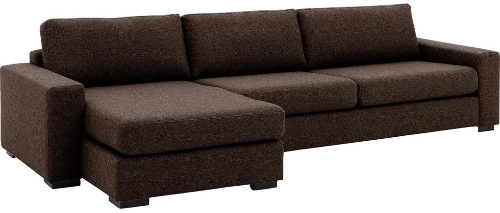 Goossens Hoekbank Lucca Met Chaise Longue bruin, stof, stijlvol landelijk