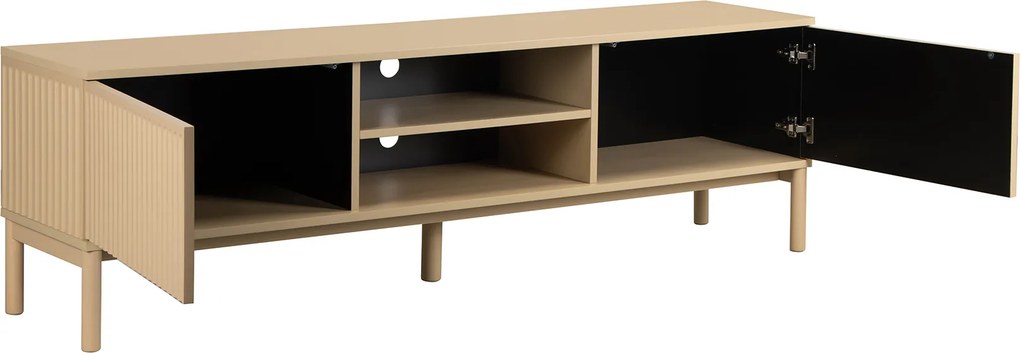 Mat Beige Tv-meubel Met Ribbels - 180x40x55cm.