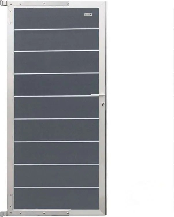 Tuindeur composiet Modular rock grey met blank aluminium frame compleet (90 x 195 cm)