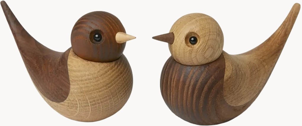 Handgemaakt decoratief object Soulmates van eikenhout, 2-delig