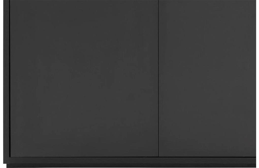 Goossens Basic Buffetkast Madrid, 2 dichte deuren 8 open vakken, zwart melamine, 94 x 191 x 45 cm, elegant chic