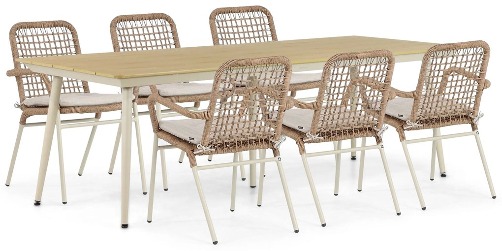 Tuinset 6 personen 240 cm Aluminium/Rope Taupe De Laan Projects
