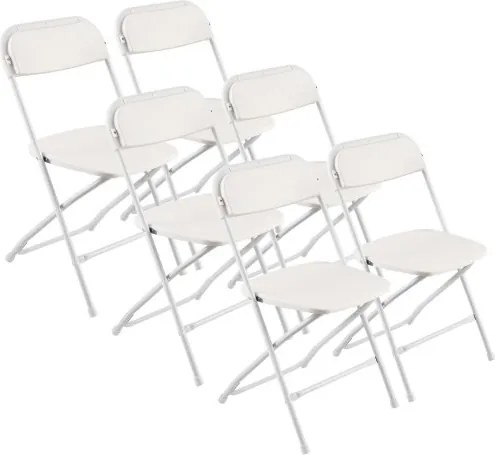 VEVOR 6-pack opvouwbare stoelen, opvouwbare kunststof stoelen, draagbare kampeerstoel, stapelbare zitplaatsen voor binnen en buiten, opvouwbare stoel voor thuis, tuin, feesten en evenementen, wit