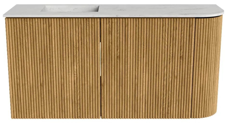 Mondiaz Joya DLux 80cm toiletmeubel ronding rechts oak met wastafel faye links 1 kraangat opalo