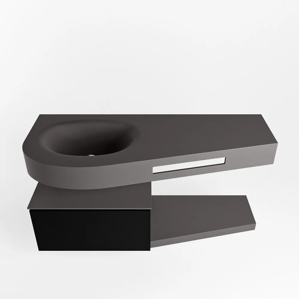 Mondiaz Riva badmeubel 120cm Urban met 1 lade en wastafel links 0 kraangaten Dark Grey