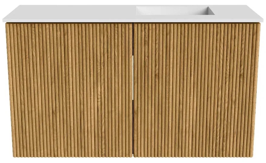 Mondiaz Joya 70cm toiletmeubel oak met wastafel faye rechts zonder kraangat talc