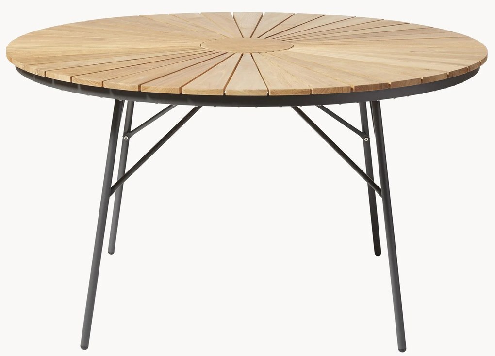 Ronde tuintafel Ellen met teakhouten tafelblad, in verschillende formaten