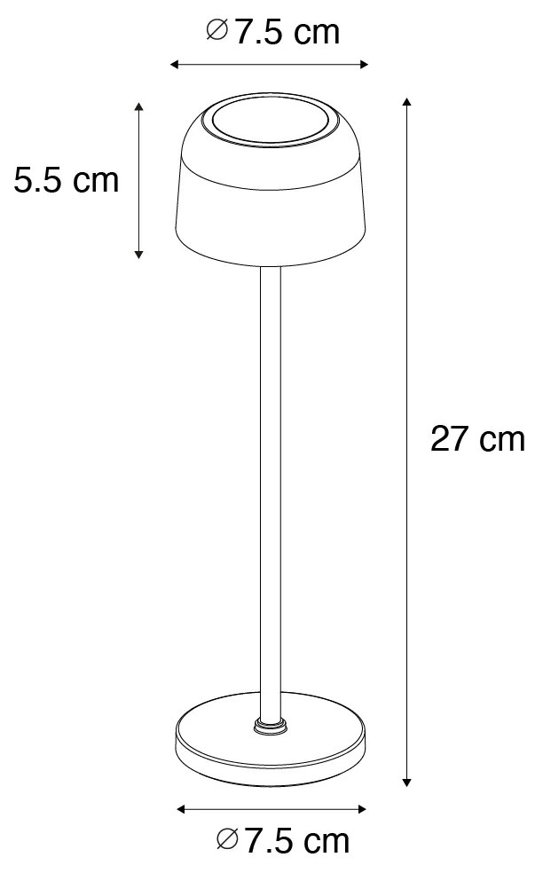 Buitenlamp met dimmer LED Tafellamp met dimmer mushroom zwart oplaadbaar incl. laadstation - Raika Modern IP65 Buitenverlichting Lamp