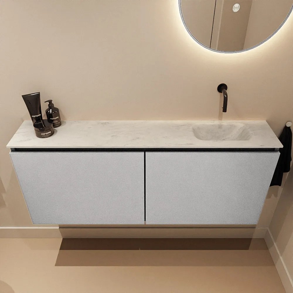 Mondiaz Ture DLux toiletmeubel 120cm plata met wastafel opalo rechts zonder kraangat