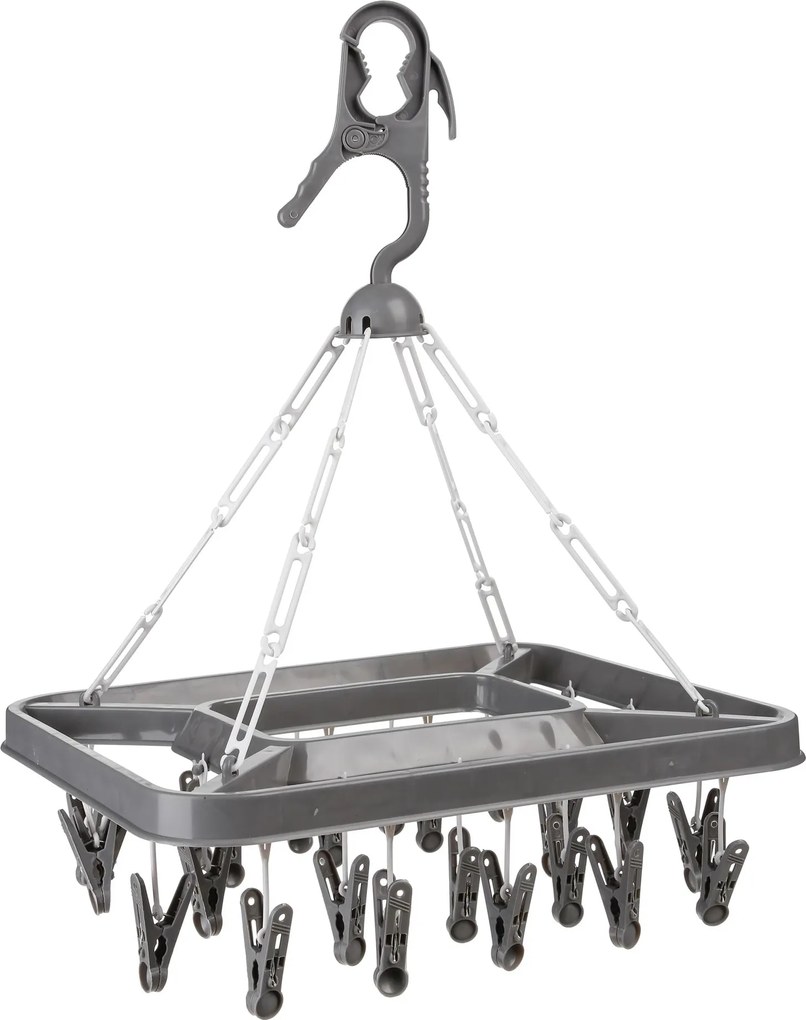5Five Droogcarrousel met 26 Knijpers - 39,5 x 41,5 cm - Donkergrijs - Kunststof