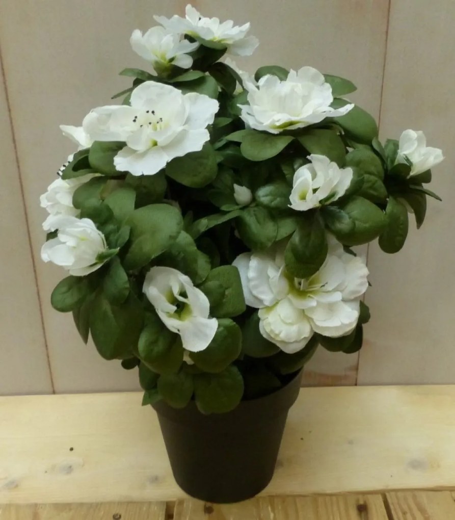 Kunstbloem witte azalea in pot