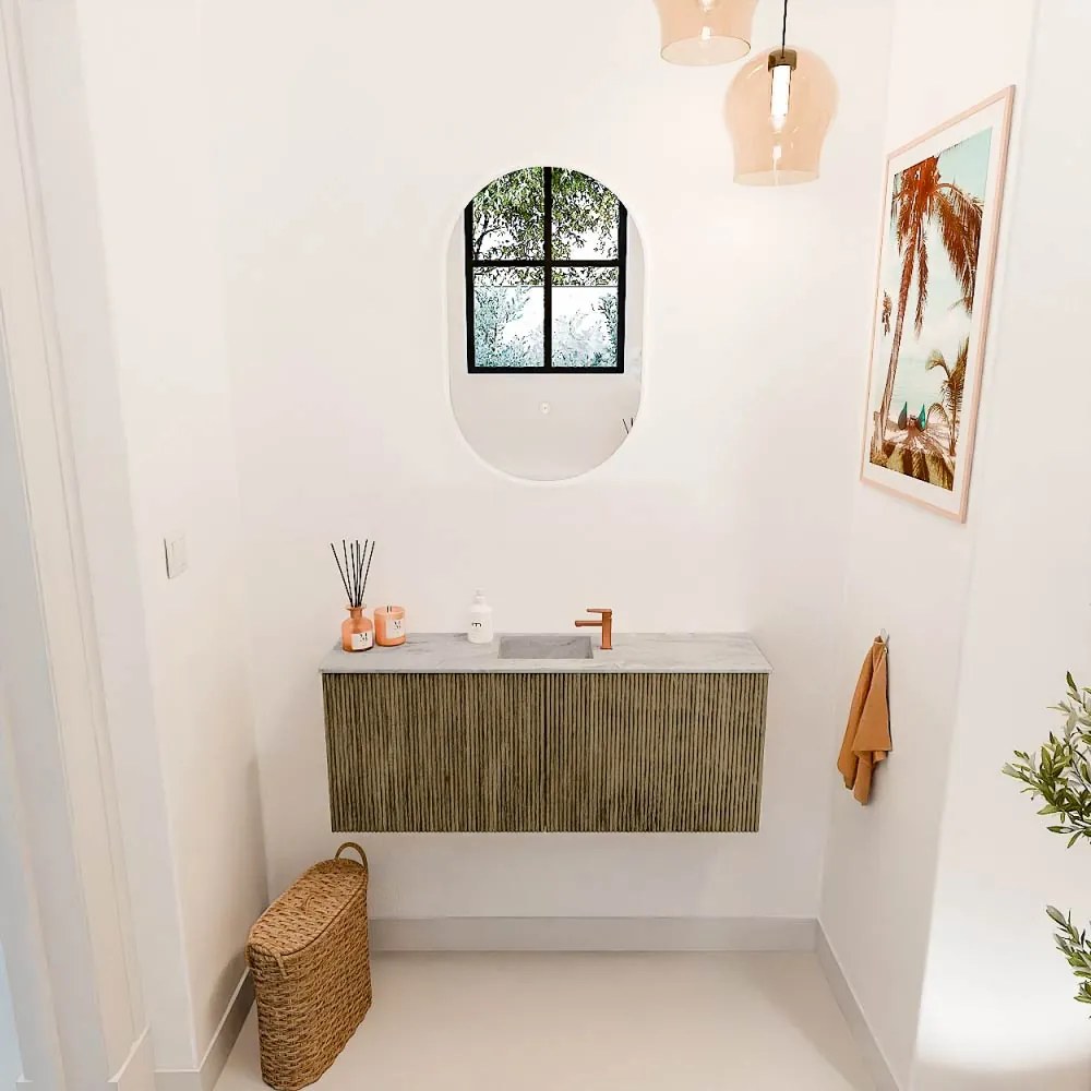 Mondiaz Joya DLux 100cm toiletmeubel dusk met wastafel faye midden 1 kraangat glace