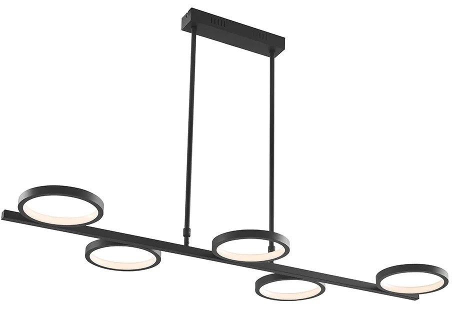 Moderne hanglamp zwart incl. LED 3-staps dimbaar 5-lichts - Vivé