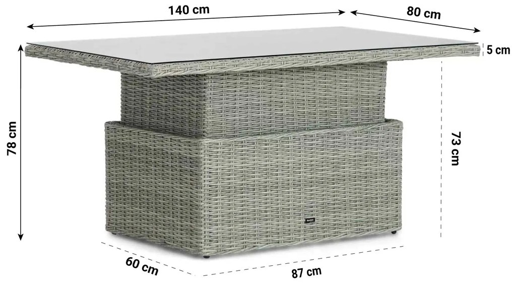 Garden Collections Hamilton loungetafel verstelbaar new grey