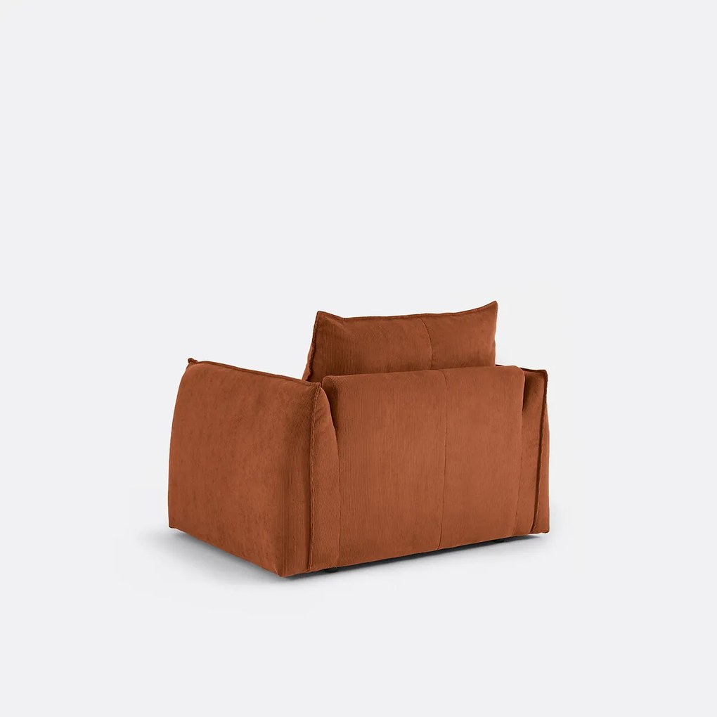 Rechte, uitklapbare fauteuil, 1-zits, van fijn geribd fluweel, TIKI