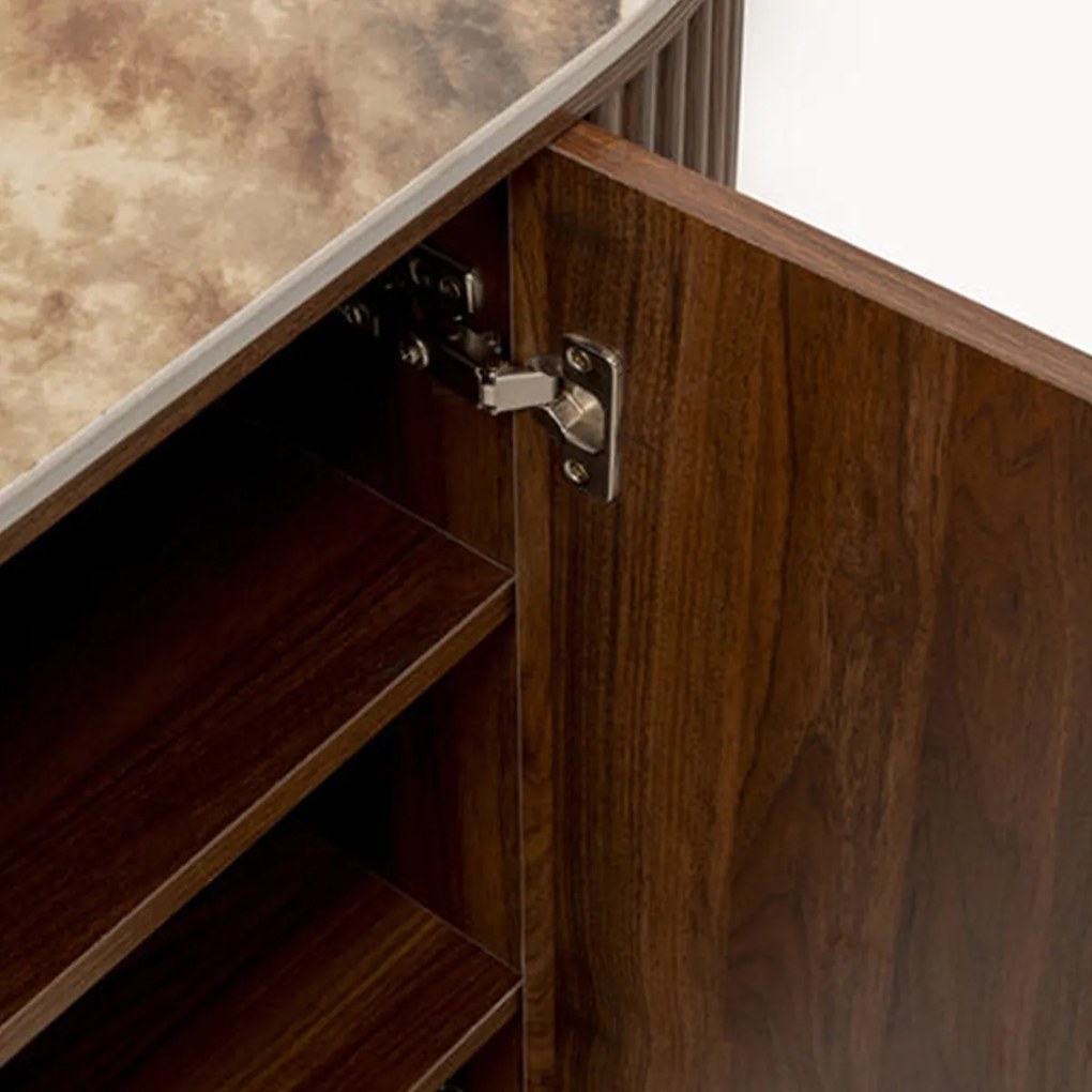 Hout Dressoir Met Marmer - 180x45x76cm.