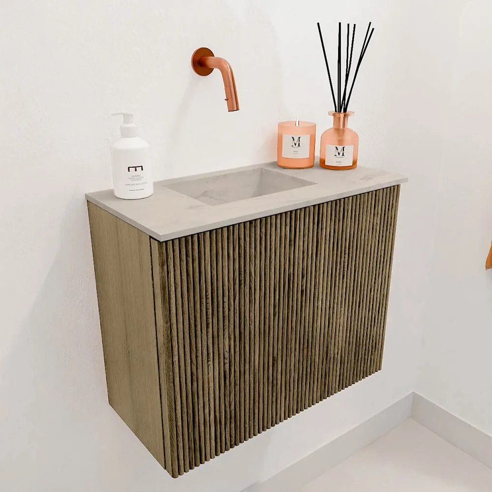 Mondiaz Joya DLux 50cm toiletmeubel dusk met wastafel faye links zonder kraangat opalo