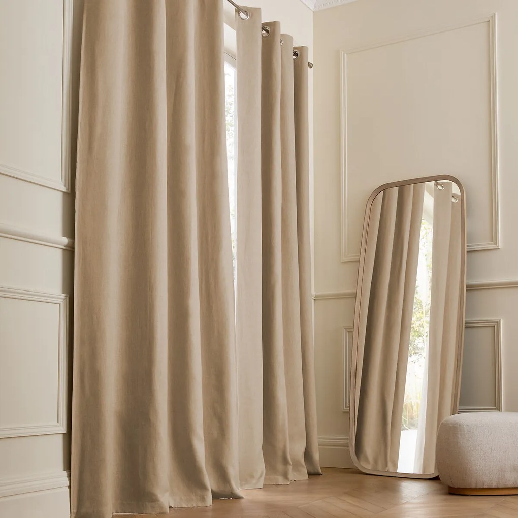 Verduisteringsgordijn van gewassen linnen, oogjes, Private