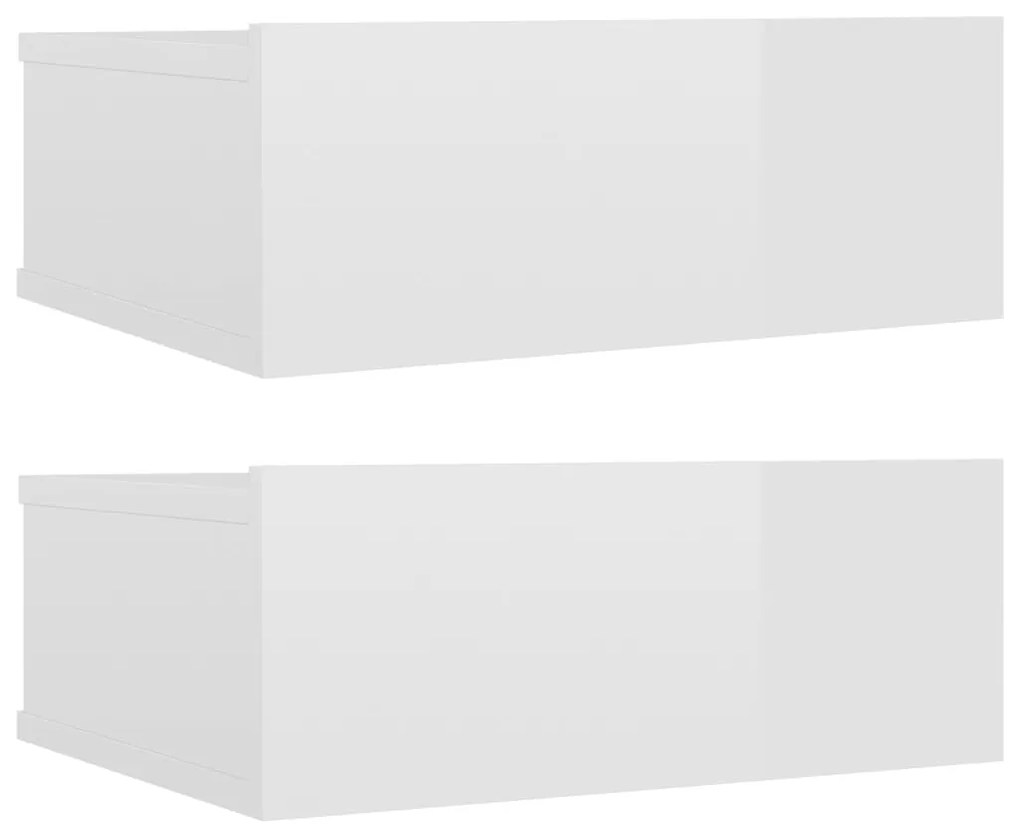 vidaXL Nachtkastjes 2 st zwevend 40x30x15cm bewerkt hout hoogglans wit