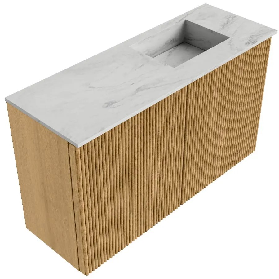 Mondiaz Joya DLux 70cm toiletmeubel oak met wastafel faye rechts zonder kraangat opalo