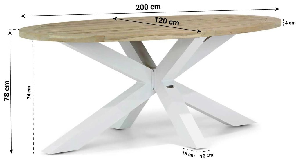Tuinset 4 personen 200 cm Aluminium Wit Lifestyle Garden Furniture Alessio/Bradford