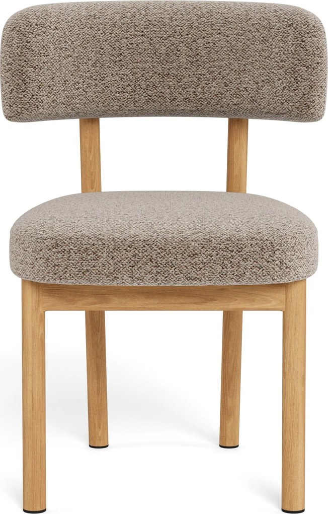 Mazzoni TORAY Latte Beige (stof Monza 60)/eiken naturel onderstel - GESTOFFEERDE EETKAMERSTOEL VOOR KEUKEN/EETKAMER