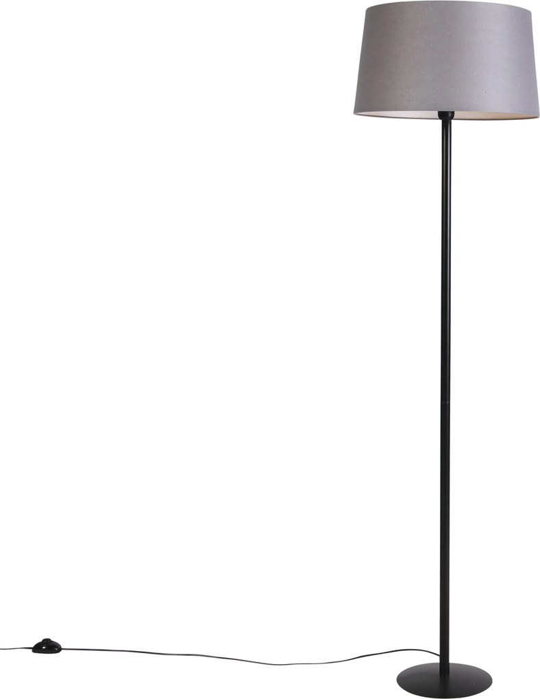 Zwarte vloerlamp met linnen kap donkergrijs 45 cm - Simplo