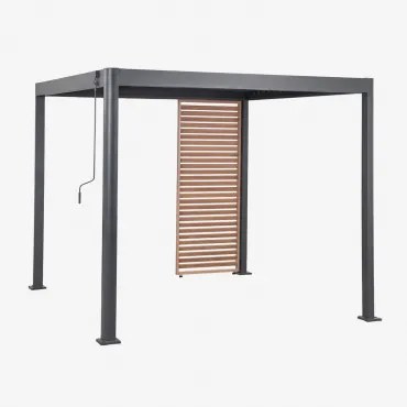 Bioclimatische Aluminiumpergola Met Lamellen En Druvia-paneel Grafietgrijs - Kastanjehoutbruin & Pergola Van 3x3 M Met 1 Paneel Van 90,5 Cm - Sklum