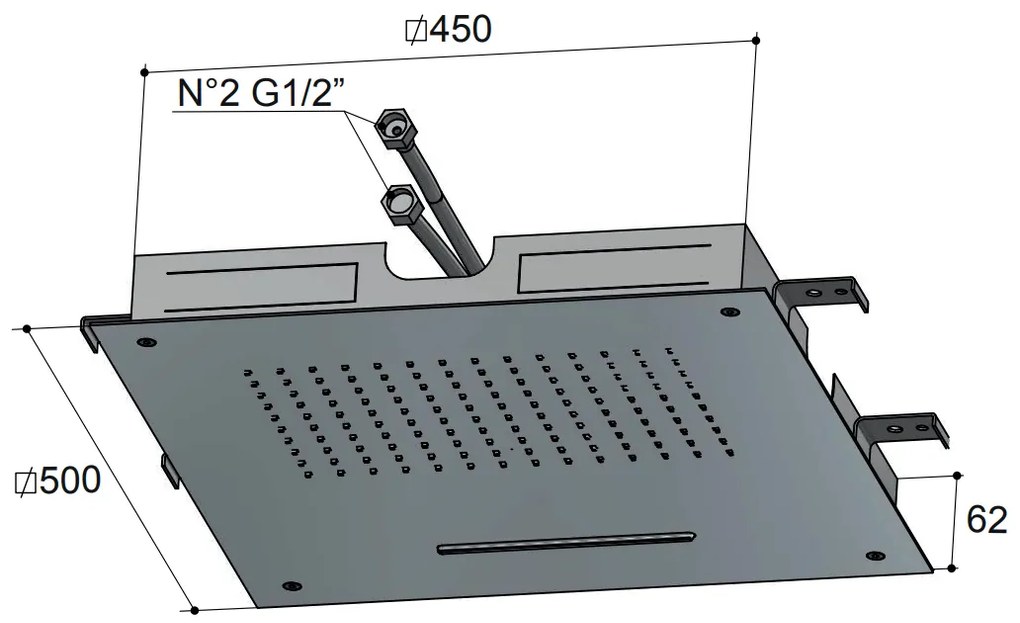 Hotbath Mate M142 inbouw hoofddouche vierkant 50cm met waterval chroom