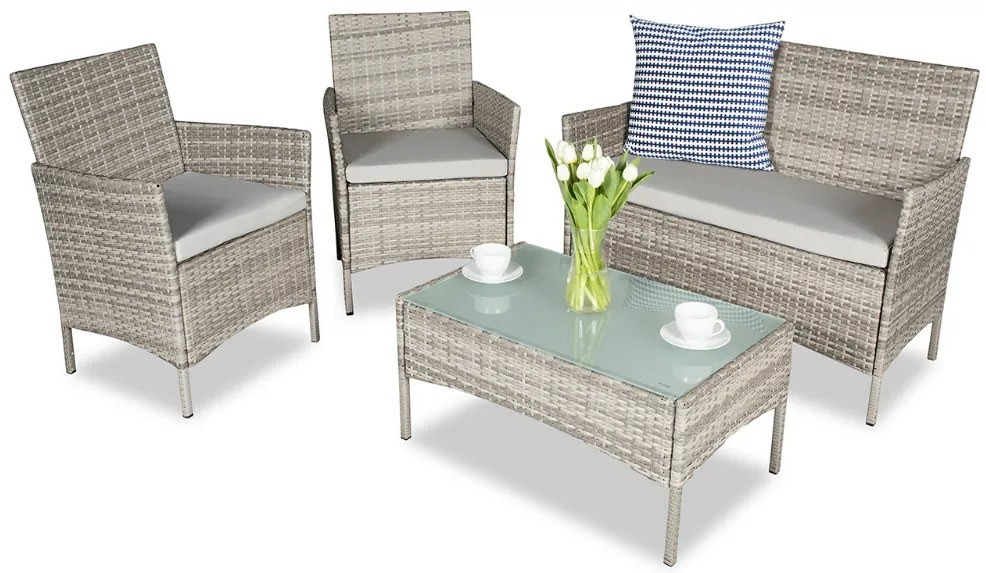 Rotan tuinset Calabria grijs Garden Point