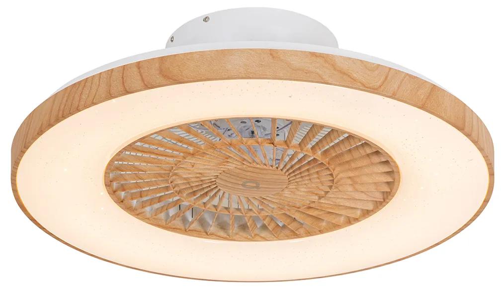 Plafondventilator met lamp hout incl. LED met afstandsbediening - Climo Landelijk rond Binnenverlichting Lamp