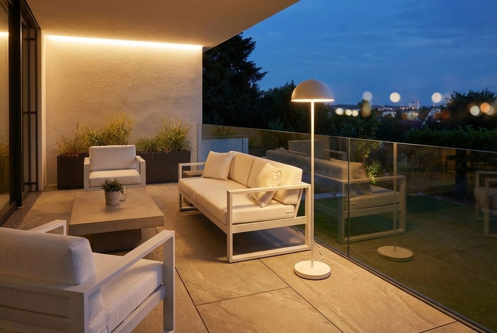 Buiten Vloerlamp Mushroom Wit Oplaadbaar -staps Dimbaar - Keira Kunststof /Staal Wit