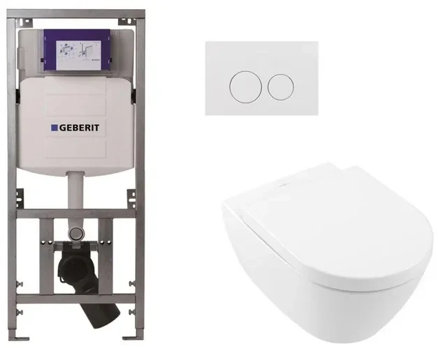 Villeroy Boch Subway 2.0 DirectFlush Toiletset - softclose - geberit reservoir - qeramiq bedieningsplaat ronde knoppen - wit 0701131/ga26028/SW729014/SW1182666/SW706186