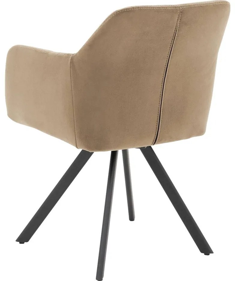 Goossens Excellent Eetkamerstoel Binn beige stof graden draaibaar met return functie met armleuning, stijlvol landelijk