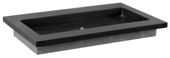 Forzalaqua Nova wastafel 80.5x51.5x9.5cm Rechthoek 1 kraangat Natuursteen Graniet gezoet 8010361