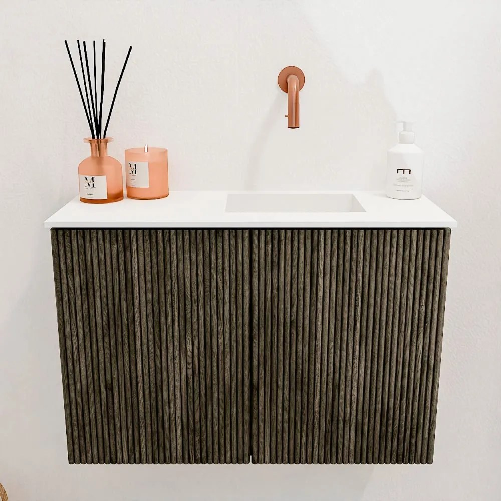 Mondiaz Joya 60cm toiletmeubel shadow met wastafel faye rechts zonder kraangat talc