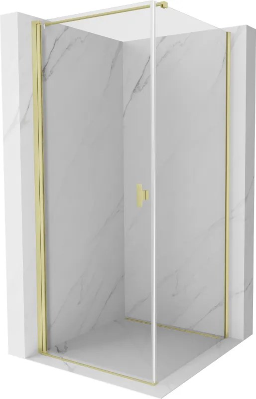 Mexen Mist-B douchecabine, draaideur 90 x 90 cm, transparant, geborsteld goud - 8A2T-090-090-55-00