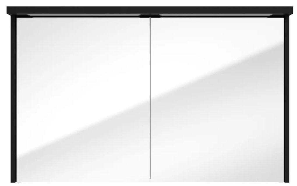 Fontana Grado spiegelkast met verlichting 100cm 2 deuren zwart mat