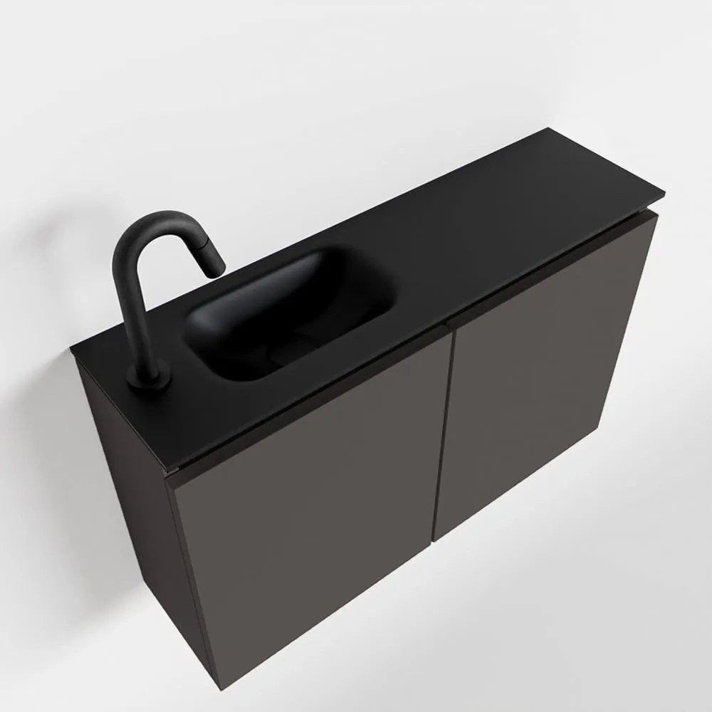 Mondiaz Ture 80cm toiletmeubel dark grey met wastafel urban links 1 kraangat